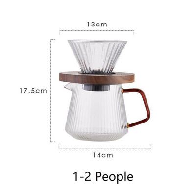 Филтърна чаша V60 Стъклена кана за кафе Топлоустойчива кана за чай Уред за кафе Ръчно приготвено кафе Комплект тенджера за споделяне Аксесоари за бариста