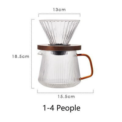 Филтърна чаша V60 Стъклена кана за кафе Топлоустойчива кана за чай Уред за кафе Ръчно приготвено кафе Комплект тенджера за споделяне Аксесоари за бариста