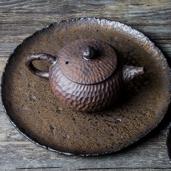 керамични подноси за чай кръгла маса за чай ръчно изработени аксесоари за подноси за сервиране