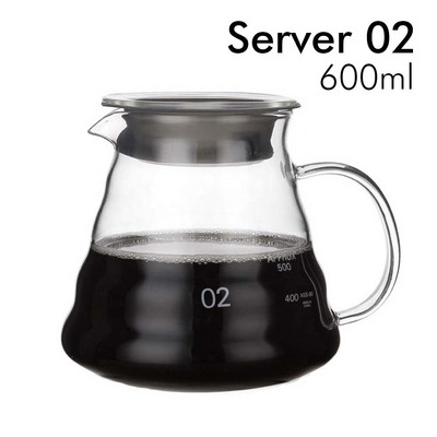 Sklenená kávovarová kanvica v tvare oblaku V60, filtrovaná kávová kanvica, opakovane použiteľná tepelne odolná kanvica 360/600/800ml