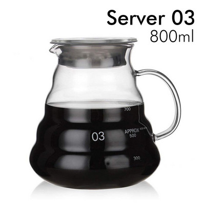 Sklenená kávovarová kanvica v tvare oblaku V60, filtrovaná kávová kanvica, opakovane použiteľná tepelne odolná kanvica 360/600/800ml