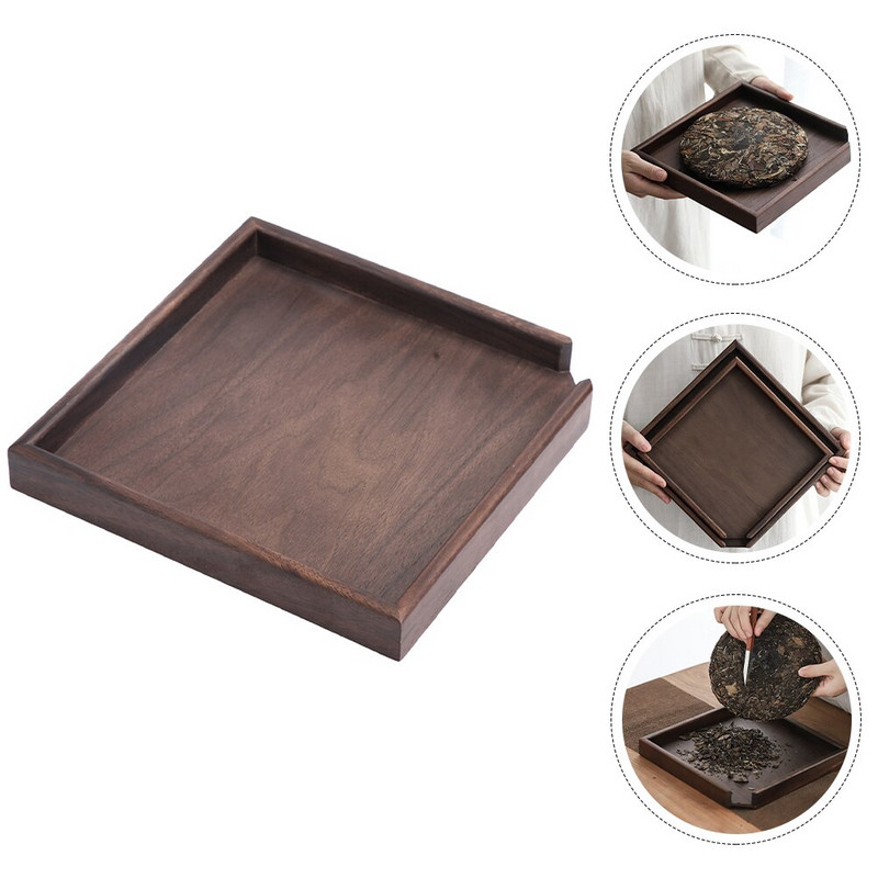 Pladanj za posluživanje čaja Drveni tanjur Drveni držač pribora za čaj Ceremonija Pribor Listovi Grickalica Kuhinjska posuda Kineska Gongfu kava Šalica za čaj