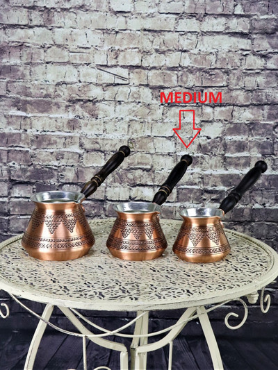 Oală de cafea Turcia Struguri Cură Gravat Mâner din lemn Oală mare de cafea făcută manual cafea turcească autentică Espresso Oală de cafea arabă