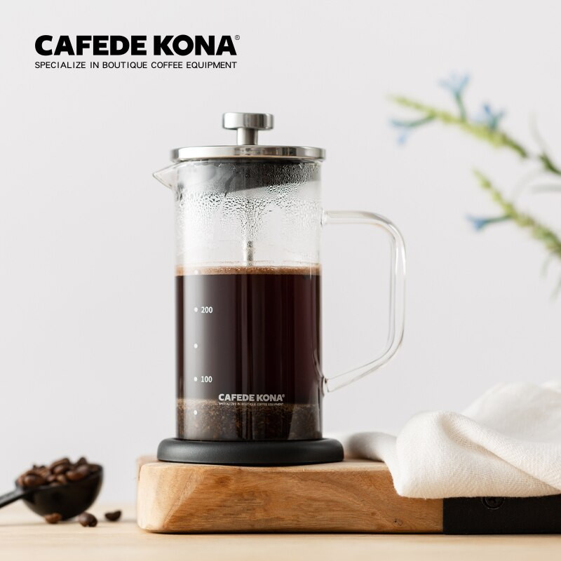 Prenosný kávovar s francúzskym French pressom, 350 ml manuálna kanvica na kávu, filter na kávu, tepelne odolné sklo