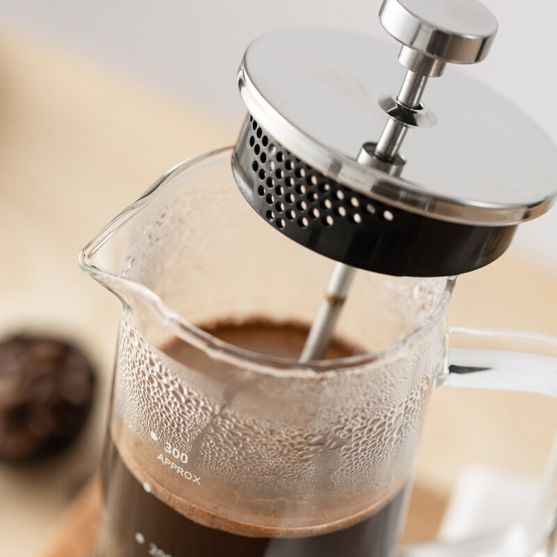Prenosný kávovar s francúzskym French pressom, 350 ml manuálna kanvica na kávu, filter na kávu, tepelne odolné sklo