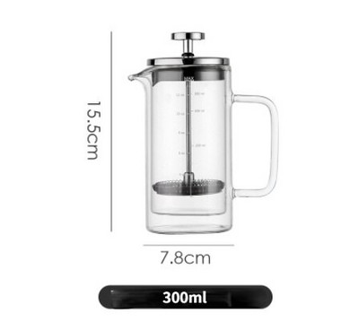 Dvisluoksnis prancūziškas spaudos puodas rankinis kavos filtro preso puodas Aukšto borosilikatinio stiklo karščiui atsparus arbatos virimo aparatas kavos puodas