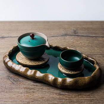 Чинийки за чай в китайски стил Поднос за чай Керамична чайна церемония Лотос Чайник Съхранение на вода Топлоизолиращ комплект за чай Чайник Поднос за чайник