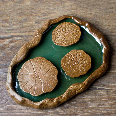 Ķīniešu stila tējas apakštasītes Tējas paplāte Keramikas tējas ceremonija Lotus Tējkanna Ūdens uzglabāšana Siltumu izolējošs tējas trauks Tējkannas paplāte