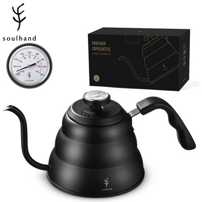SOULHAND 40 oz/1,2 l 34 oz/1 l ceainic de cafea se toarnă peste oală de cafea cu termometru fierbător de picurare din oțel inoxidabil ceainic ceainic