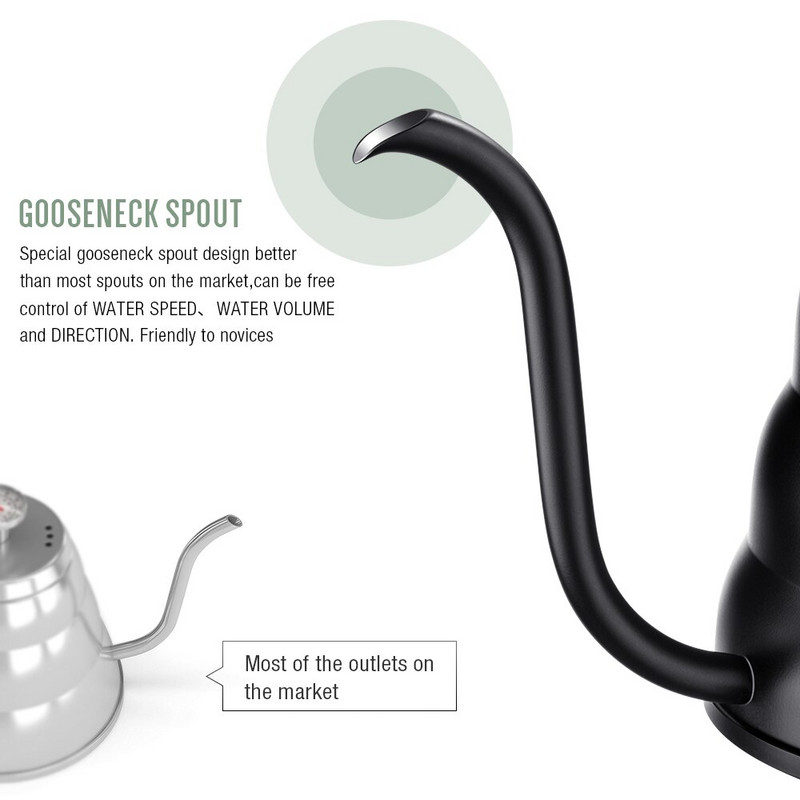 SOULHAND 40 oz/1,2 l 34 oz/1 l ceainic de cafea se toarnă peste oală de cafea cu termometru fierbător de picurare din oțel inoxidabil ceainic ceainic