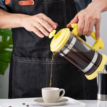 Γυάλινη τσαγιέρα από ανοξείδωτο ατσάλι Cafetiere French Coffee Tea Percolator Filter Press Plunger 1000ml Manual Coffee Maker Pot