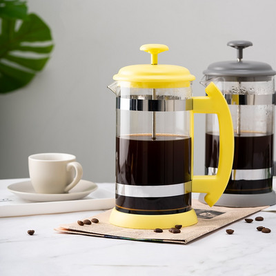 Стъклен чайник от неръждаема стомана Cafetiere Френско кафе Перколатор за чай Филтърна преса Бутало 1000 мл Ръчна тенджера за еспресо кафе