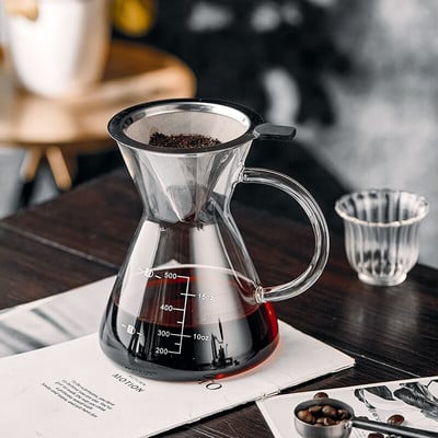 500ml sklenená kávovarová kanvica na zdieľanie kávy, kávovarová kanvica, opakovane použiteľná kávovarová kanvica, tepelne odolná kanvica na čaj, kávové riady, kaviareň pre baristu