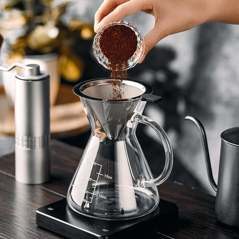 500ml sklenená kávovarová kanvica na zdieľanie kávy, kávovarová kanvica, opakovane použiteľná kávovarová kanvica, tepelne odolná kanvica na čaj, kávové riady, kaviareň pre baristu