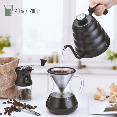 SOULHAND 1,5 l 1,2 l 1,0 l kávovar, kanvica na prelievanie kávy, kanvica na čaj, odkvapkávacia kanvica, nerezová kanvica s husím krkom a teplomerom
