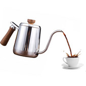 Fierbător de cafea argintiu din oțel inoxidabil de 300/600 ml, cu gură de guscă lungă, îngustă, se toarnă peste gura subțire ceainic retro cu cântare