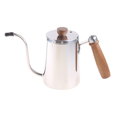 Fierbător de cafea argintiu din oțel inoxidabil de 300/600 ml, cu gură de guscă lungă, îngustă, se toarnă peste gura subțire ceainic retro cu cântare