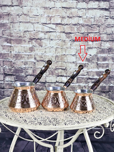 Kávovar Morčací medený gravírovaný drevený uzáver Veľký kávovar Ručne vyrobený autentický turecký espresso arabský kávovar