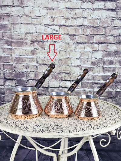 Kávovar Morčací medený gravírovaný drevený uzáver Veľký kávovar Ručne vyrobený autentický turecký espresso arabský kávovar