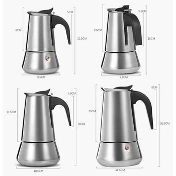 Καφετιέρα Moka από ανοξείδωτο ατσάλι Μαγειρική μηχανή εσπρέσο Moka Latte Filter Percolator Tools Καφετιέρα Mocha Καφετιέρα Μόκα