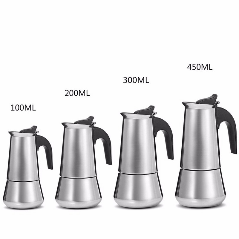 Nerezová oceľová moka kávovar na varenie espressa moka latte filter perkolátor nástroje kávovar moka kávovar pot