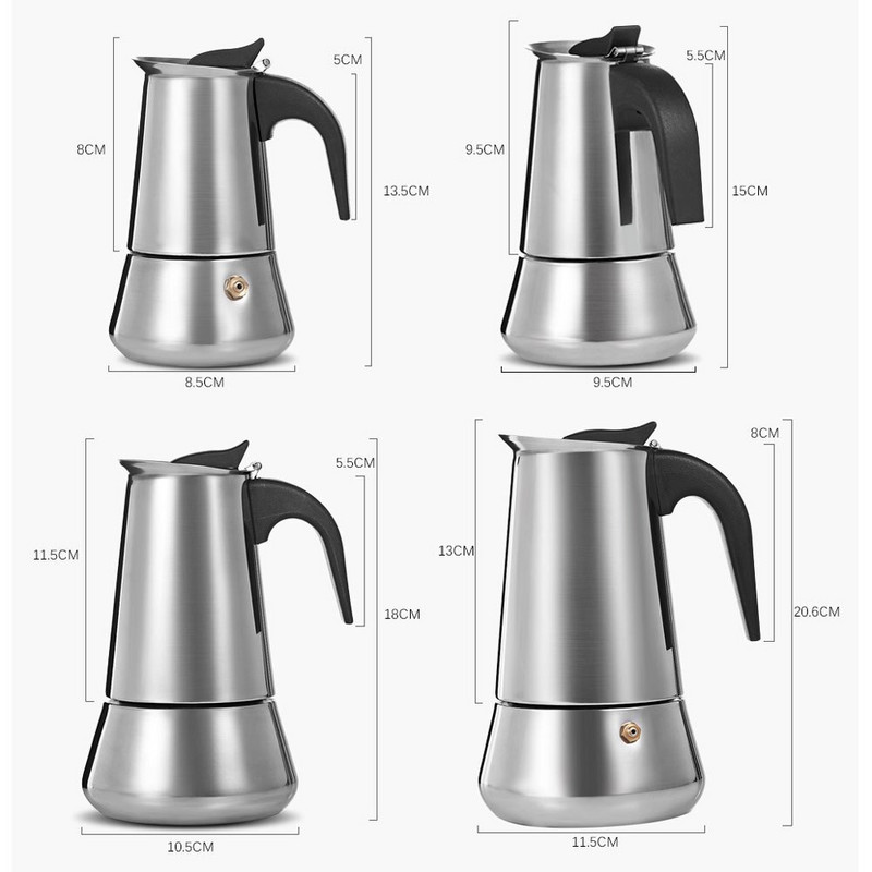 Nerezová oceľová moka kávovar na varenie espressa moka latte filter perkolátor nástroje kávovar moka kávovar pot