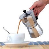 Espresso kávovar z hliníka s hnedou rukoväťou, expresný espresso kávovar, vysoko kvalitné kanvice na espresso 1/2/3/6/9 šálok