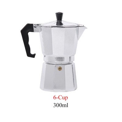 Espresso kávovar z hliníka s hnedou rukoväťou, expresný espresso kávovar, vysoko kvalitné kanvice na espresso 1/2/3/6/9 šálok