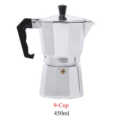 Espresso kávovar z hliníka s hnedou rukoväťou, expresný espresso kávovar, vysoko kvalitné kanvice na espresso 1/2/3/6/9 šálok