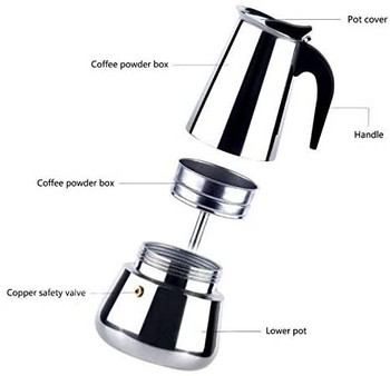 Италианска кафе машина еспресо кафе машина кафе машина от неръждаема стомана Moka класически стоманен контейнер за приготвяне на кафе с ергономична дръжка запазва топлината 9 чаши