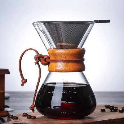 400 ML 600 ML 800 ML Otporno staklo Kuhalo za kavu Filter od nehrđajućeg čelika Kuhanje kapanjem Vrela aparat za kavu Lonac za kavu Kapalica Barista Pour