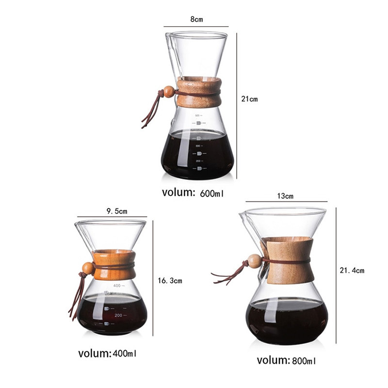 400 ml 600 ml 800 ml atsparus stiklinis kavos virdulys nerūdijančio plieno filtras lašinamas karštas alaus dariklis Kavos puodo lašintuvas Barista užpilti