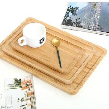 Поднос от бамбуково дърво Правоъгълен поднос за чай Масивно дърво Домакински кунг-фу чай Поднос за чаша за вода Японски дървен хляб Дървена чиния за хранене