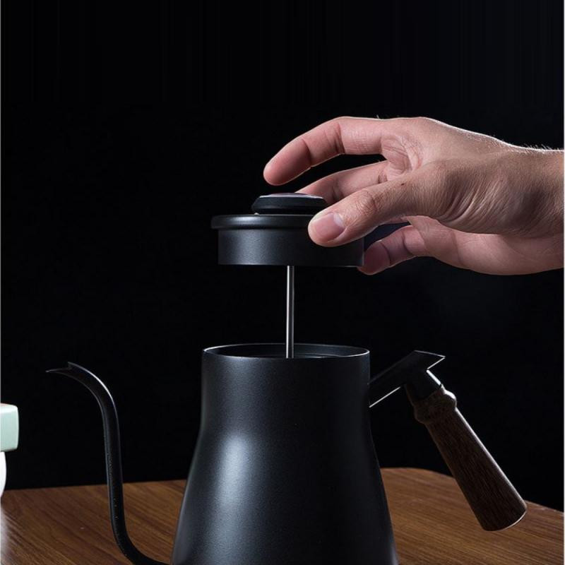 Oală de cafea pentru picurare cu mâner din oțel inoxidabil de 850 ml, ceainic cu gură de guscă lungă, se toarnă peste cafea cu capac termometru Ustensile de bucătărie