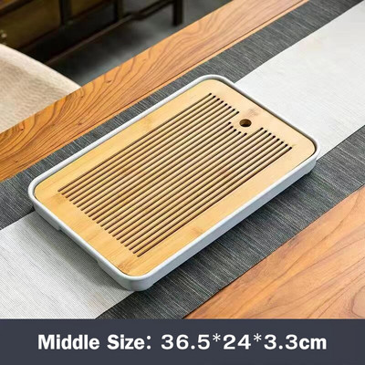 Chinoiserie Tavă de ceai din bambus natural Drenaj Stocarea apei Set de ceai Kung Fu chinezesc Sertar Tabla de ceai de uz casnic