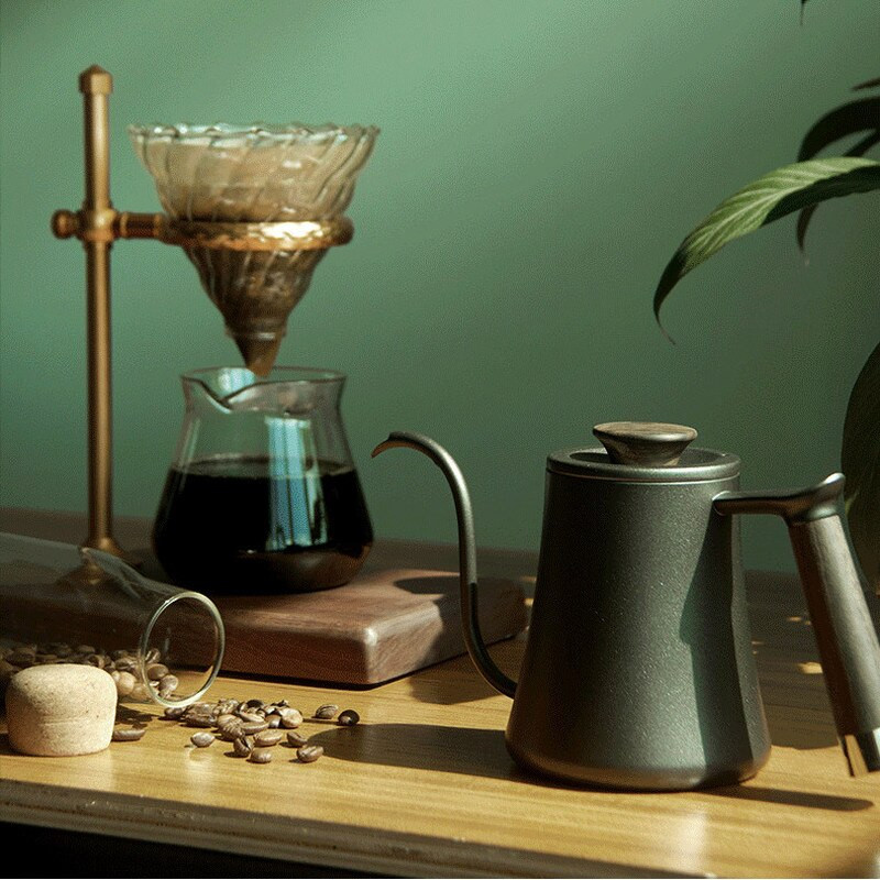 Lašinamasis virdulys 600 ml Kavos arbatos puodelis Nelipnios dangos maistinis nerūdijančio plieno virdulys su žąsine kakleliu, skirtas V60 lašintuvui