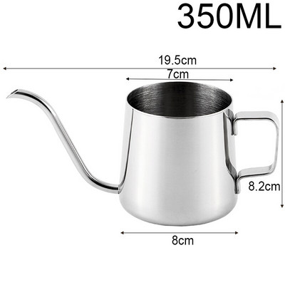 250/350 ml Kuhalo za vodu od nehrđajućeg čelika Gooseneck Kava, dugi uski izljev, kava za ruke, kava, čajnik, ručnik, vijenac, igla