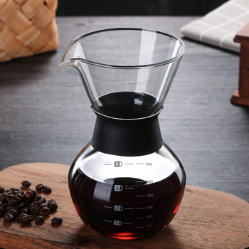300/600ML Γυάλινος βραστήρας καφέ με φίλτρο από ανοξείδωτο χάλυβα Drop Brewing Hot Brewer Coffee Pot Barista Pour Over Coffee maker