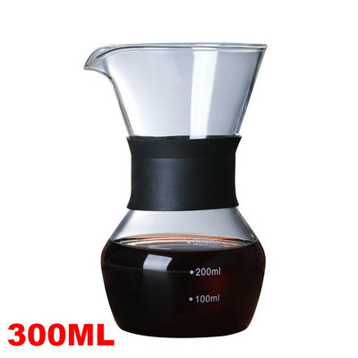 300/600 ml stiklinis kavos virdulys su nerūdijančio plieno filtru, lašinamas karštas alaus dariklis Kavos puodas Barista užpilkite ant kavos virimo aparato