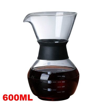 300/600 ml stiklinis kavos virdulys su nerūdijančio plieno filtru, lašinamas karštas alaus dariklis Kavos puodas Barista užpilkite ant kavos virimo aparato