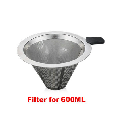 300/600 ml stiklinis kavos virdulys su nerūdijančio plieno filtru, lašinamas karštas alaus dariklis Kavos puodas Barista užpilkite ant kavos virimo aparato