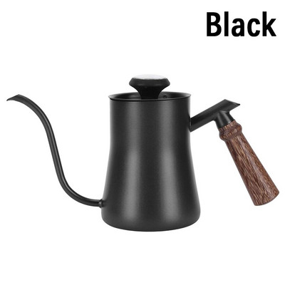 550 ml-es csepegtető vízforraló rozsdamentes acél hosszú, keskeny kifolyós kávéskanna fedővel, hőmérő, fa fogantyú, hattyúnyak, kávéskanna fölé
