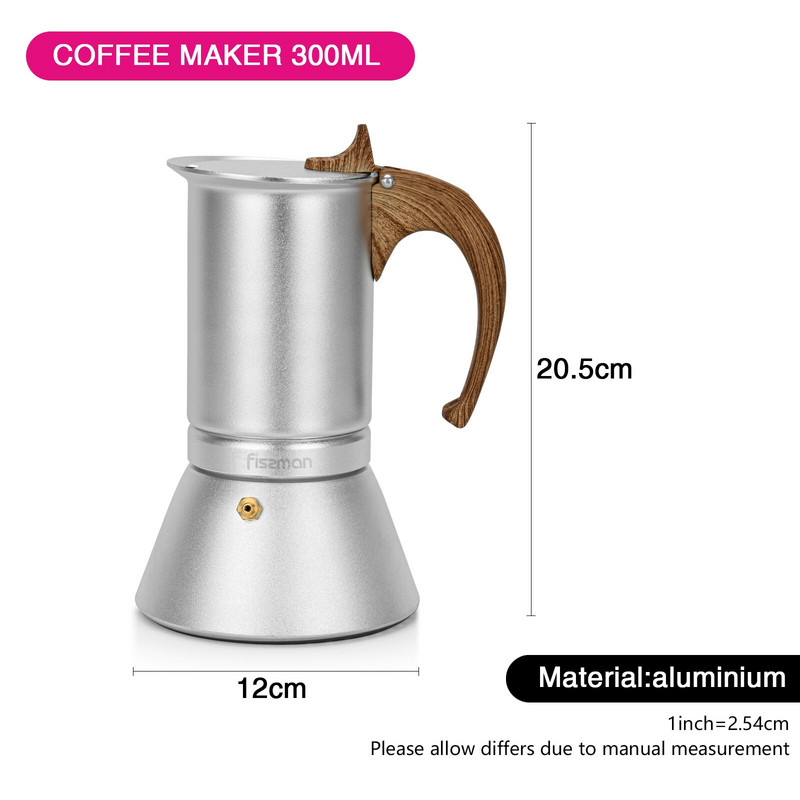 FISSMAN Kávovar 300ml, espresso, latte, mocha, 6 šálok, hliníkový kávovar