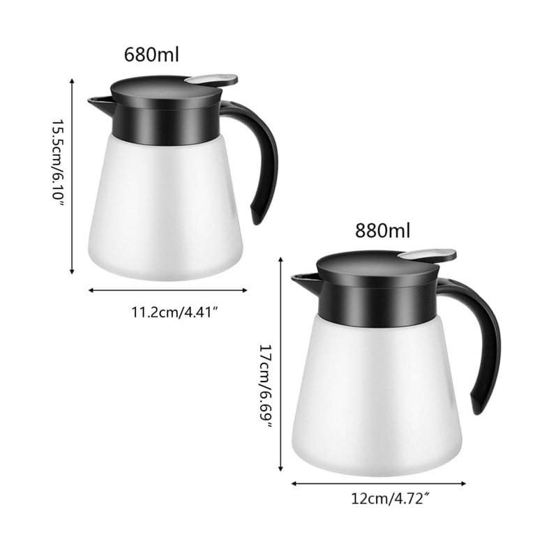 680/880 ml-es rozsdamentes acél duplafalú vákuumlombik szigetelt kávéskanna termosz