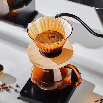 V60 Coffee Dripper Sharing Pot Set Coffee Server Compact Portable Clear Glass Εγχειρίδιο Drip Coffee Filter Cup Coffee Brewing