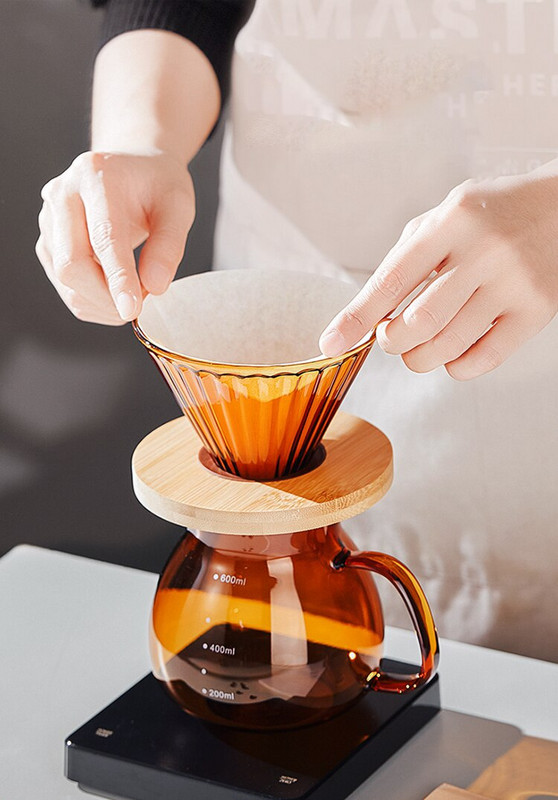 Set de oală pentru partajare picurator de cafea V60 Server de cafea Compact portabil din sticlă transparentă Filtru manual de cafea cu picurare ceașcă Instrument de preparare a cafelei