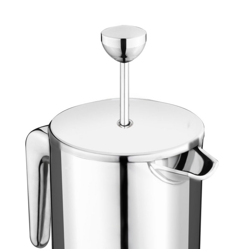 Professzionális rozsdamentes acél francia prés kávéperkolátorok kávéfőző A legjobb duplafalú kávéskanna, egy szűrőkosárral