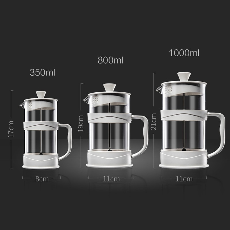 Presă franceză profesională 350ml 800ml 1000ml Filtru de cafea Filtru de cafea rezistentă la căldură Material de sticlă de perete Cel mai bun ceainic