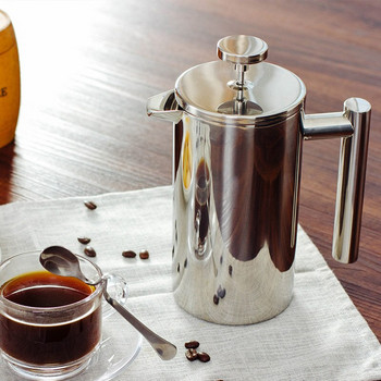 Καφετιέρα French Press 350ml 800ml 1000ml Best Διπλό Τοίχωμα από Ανοξείδωτο Χάλυβα Καφετιέρα μονωμένη κατσαρόλα για τσάι καφέ