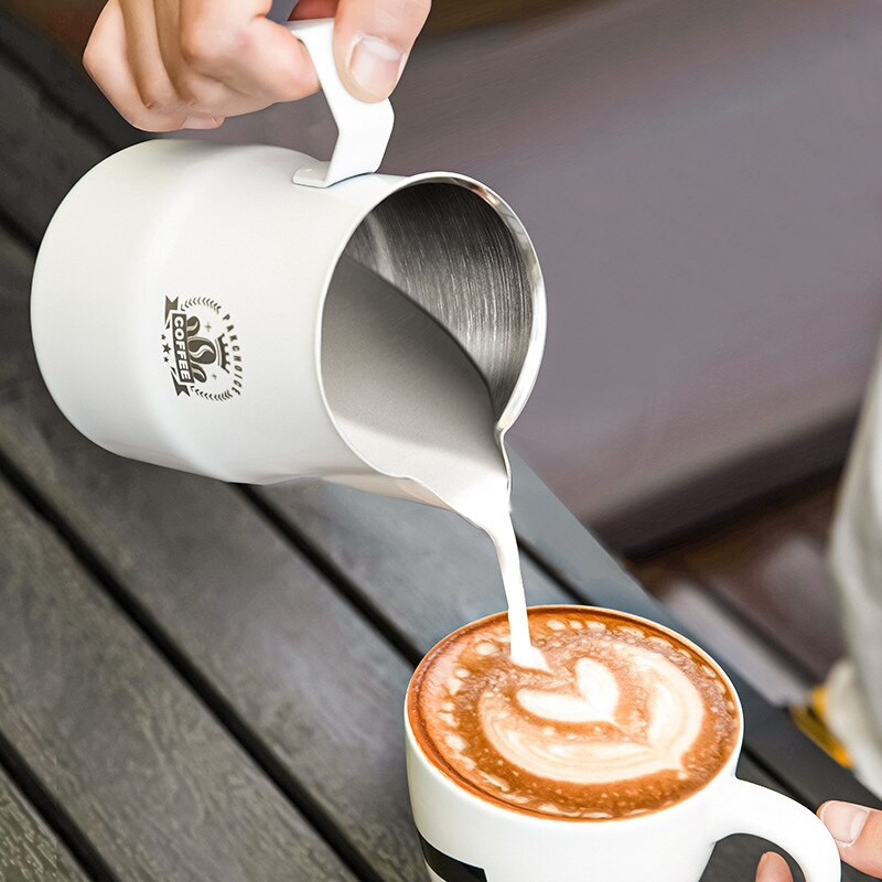 Džbán na kávu 350/600 ml z nehrdzavejúcej ocele, napenovacia kanvica na mlieko, hrnčeky na espresso, džbán na kávu pre baristov, napenovacia kanvica